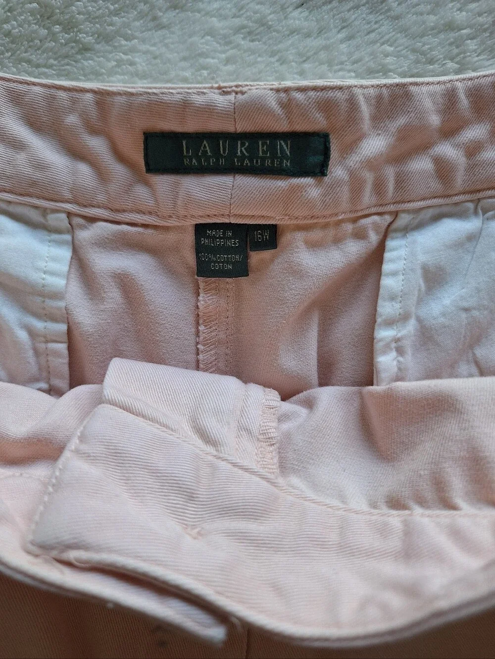 Lauren Ralph Lauren 100% Cotton Pink Chino Shorts Plus Size 16W Inseam 7